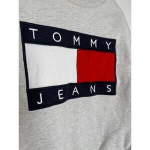 Tommy Hilfiger Womens Sweatshirt Small Grey Crew Tommy Jeans Logo Casual Classic